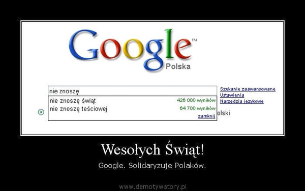 Wesołych Świąt! – Google. Solidaryzuje Polaków.  