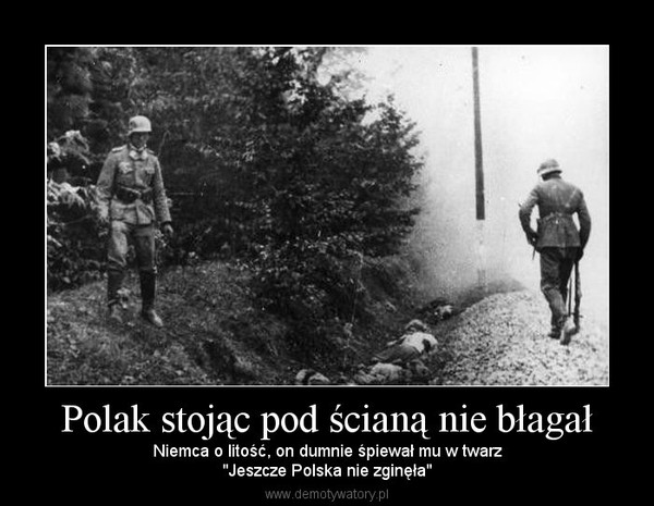 Polak stojąc pod ścianą nie błagał – Niemca o litość, on dumnie śpiewał mu w twarz"Jeszcze Polska nie zginęła" 