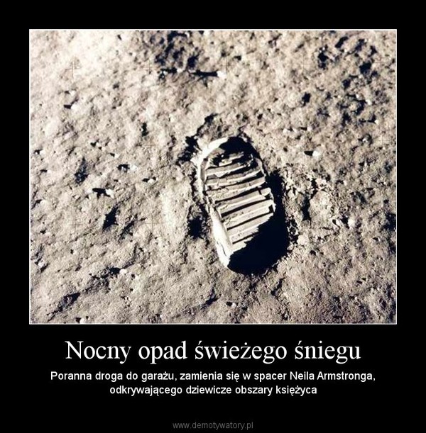 Nocny opad świeżego śniegu – Poranna droga do garażu, zamienia się w spacer Neila Armstronga, odkrywającego dziewicze obszary księżyca 