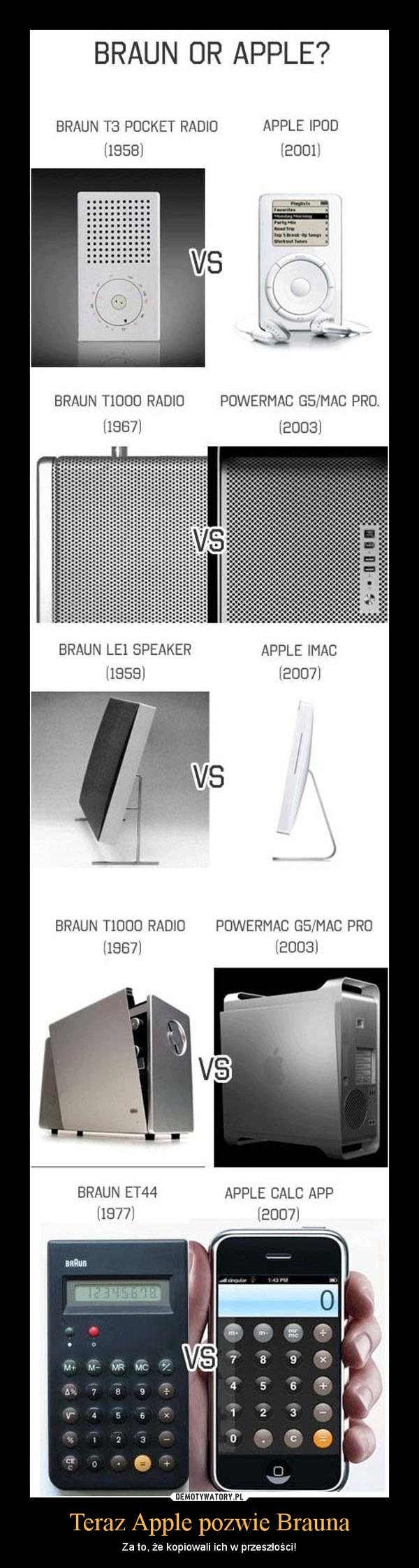 Teraz Apple pozwie Brauna – Za to, że kopiowali ich w przeszłości! 