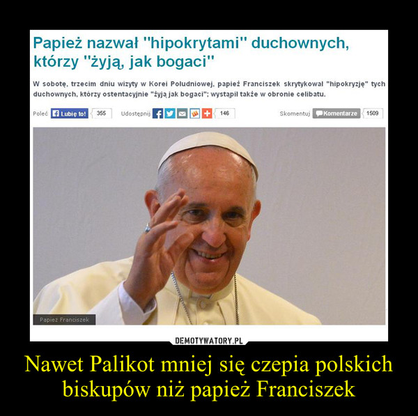Nawet Palikot mniej się czepia polskich biskupów niż papież Franciszek –  