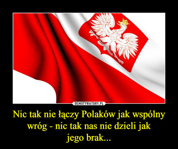 Nic tak nie łączy Polaków jak wspólny wróg - nic tak nas nie dzieli jakjego brak... –  