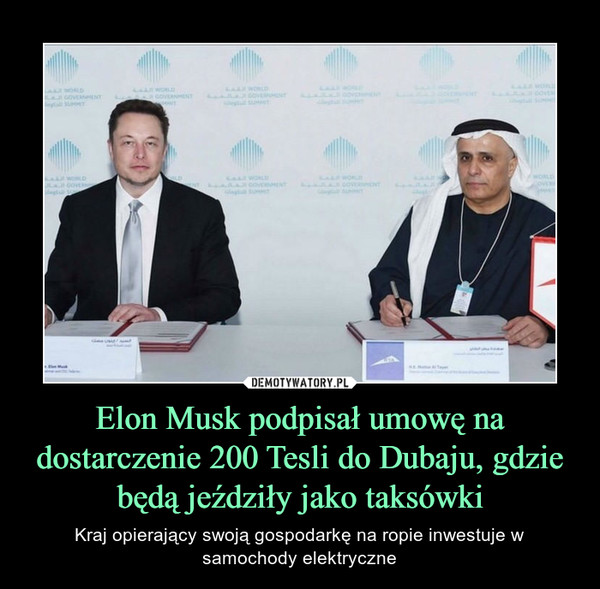 Elon Musk podpisał umowę na dostarczenie 200 Tesli do Dubaju, gdzie będą jeździły jako taksówki – Kraj opierający swoją gospodarkę na ropie inwestuje w samochody elektryczne 