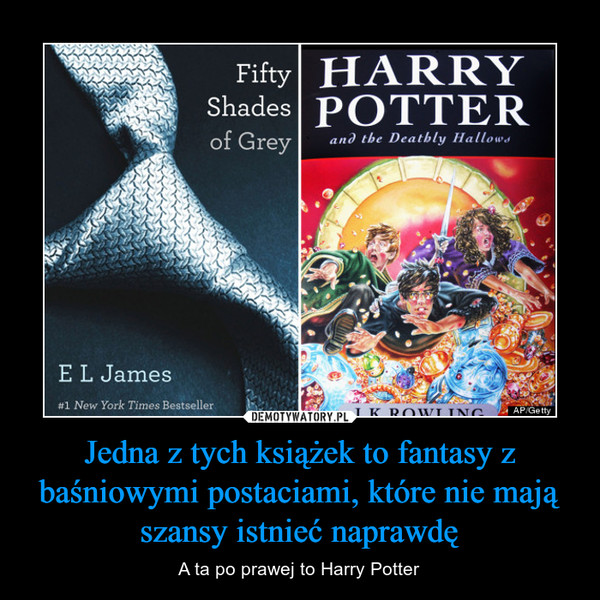 Jedna z tych książek to fantasy z baśniowymi postaciami, które nie mają szansy istnieć naprawdę – A ta po prawej to Harry Potter 