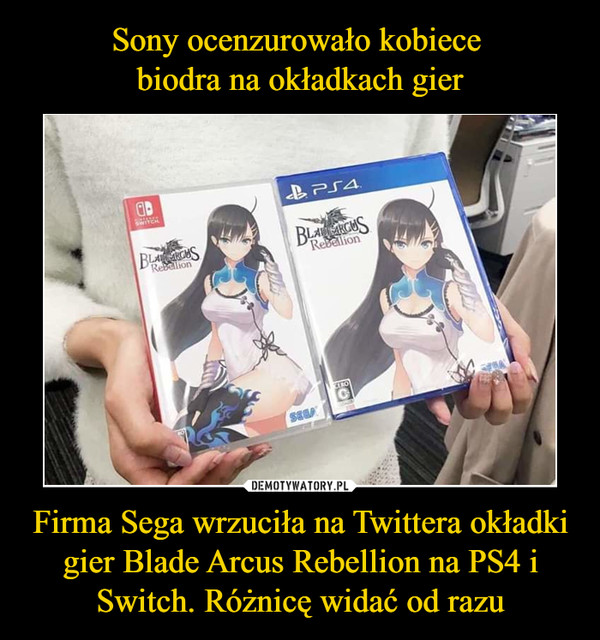 Firma Sega wrzuciła na Twittera okładki gier Blade Arcus Rebellion na PS4 i Switch. Różnicę widać od razu –  