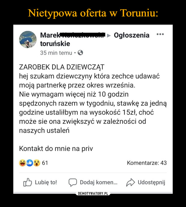 Nietypowa oferta w Toruniu:
