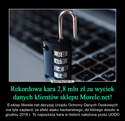 Rekordowa kara 2,8 mln zł za wyciek danych klientów sklepu Morele.net!