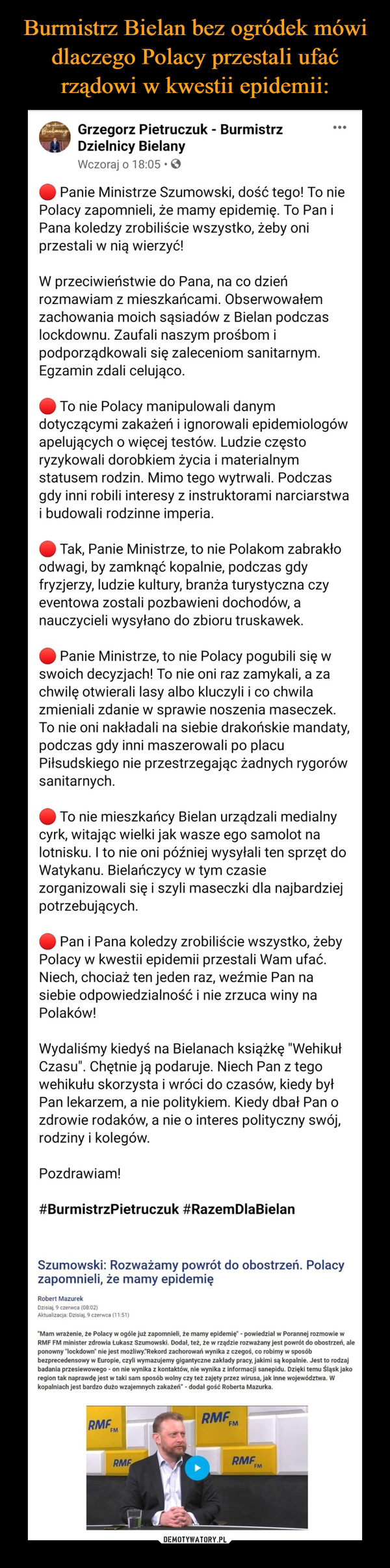  –  Grzegorz Pietruczuk - Burmistrz Dzielnicy Bielany20 godz. · 