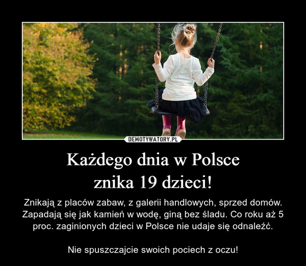 Każdego dnia w Polsce
znika 19 dzieci!