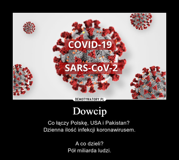 Dowcip – Co łączy Polskę, USA i Pakistan? Dzienna ilość infekcji koronawirusem.A co dzieli?Pół miliarda ludzi. 