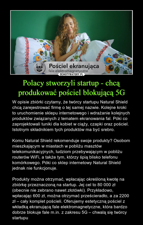 Polacy stworzyli startup - chcą produkować pościel blokującą 5G
