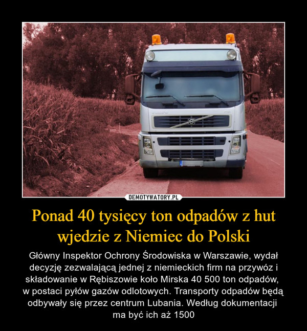 Ponad 40 tysięcy ton odpadów z hut wjedzie z Niemiec do Polski