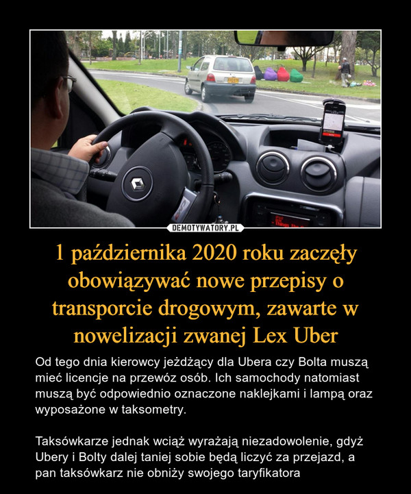 1 października 2020 roku zaczęły obowiązywać nowe przepisy o transporcie drogowym, zawarte w nowelizacji zwanej Lex Uber