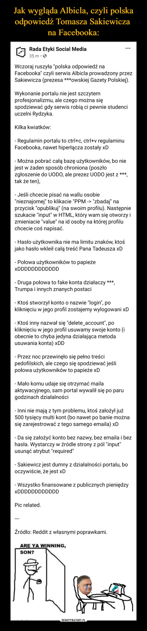 Jak wygląda Albicla, czyli polska odpowiedź Tomasza Sakiewicza 
na Facebooka: