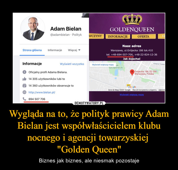 Wygląda na to, że polityk prawicy Adam Bielan jest współwłaścicielem klubu nocnego i agencji towarzyskiej 
"Golden Queen"