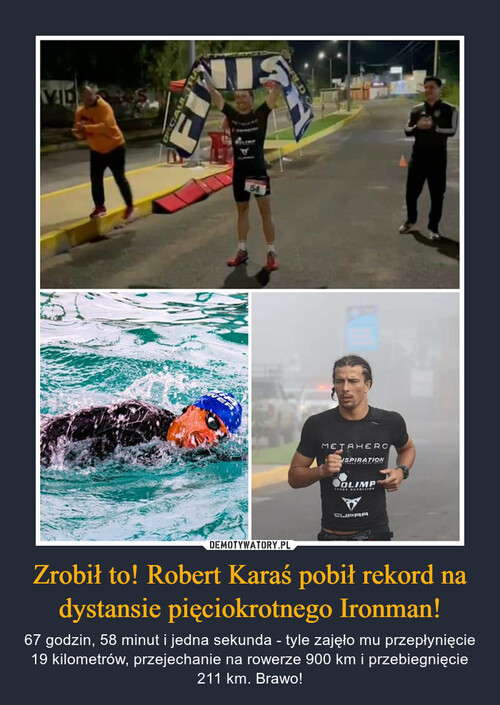 Zrobił to! Robert Karaś pobił rekord na dystansie pięciokrotnego Ironman!