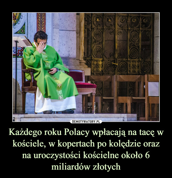 Każdego roku Polacy wpłacają na tacę w kościele, w kopertach po kolędzie oraz na uroczystości kościelne około 6 miliardów złotych –  