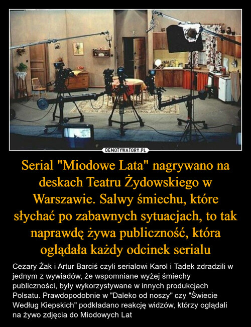 Serial "Miodowe Lata" nagrywano na deskach Teatru Żydowskiego w Warszawie. Salwy śmiechu, które słychać po zabawnych sytuacjach, to tak naprawdę żywa publiczność, która oglądała każdy odcinek serialu
