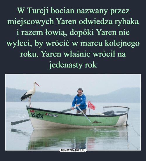 W Turcji bocian nazwany przez miejscowych Yaren odwiedza rybaka i razem łowią, dopóki Yaren nie wyleci, by wrócić w marcu kolejnego roku. Yaren właśnie wrócił na jedenasty rok