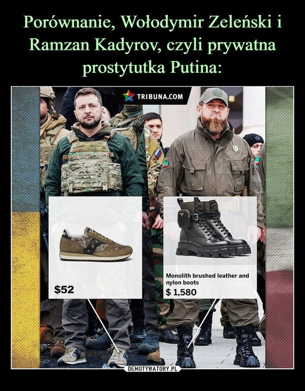 Porównanie, Wołodymir Zeleński i Ramzan Kadyrov, czyli prywatna prostytutka Putina:
