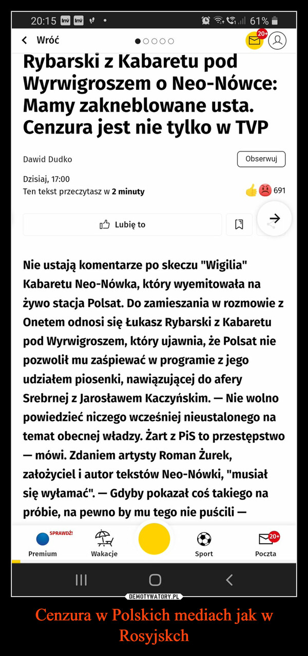 Cenzura w Polskich mediach jak w Rosyjskch –  