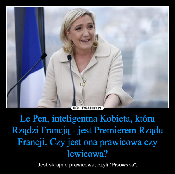 Le Pen, inteligentna Kobieta, która Rządzi Francją - jest Premierem Rządu Francji. Czy jest ona prawicowa czy lewicowa?