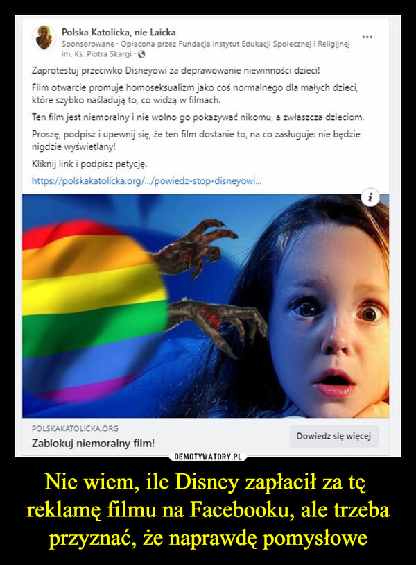 Nie wiem, ile Disney zapłacił za tę  reklamę filmu na Facebooku, ale trzeba przyznać, że naprawdę pomysłowe –  