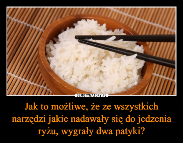 Jak to możliwe, że ze wszystkich narzędzi jakie nadawały się do jedzenia ryżu, wygrały dwa patyki? –  