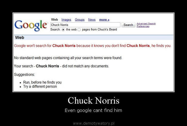 Chuck Norris – Even google cant find him  